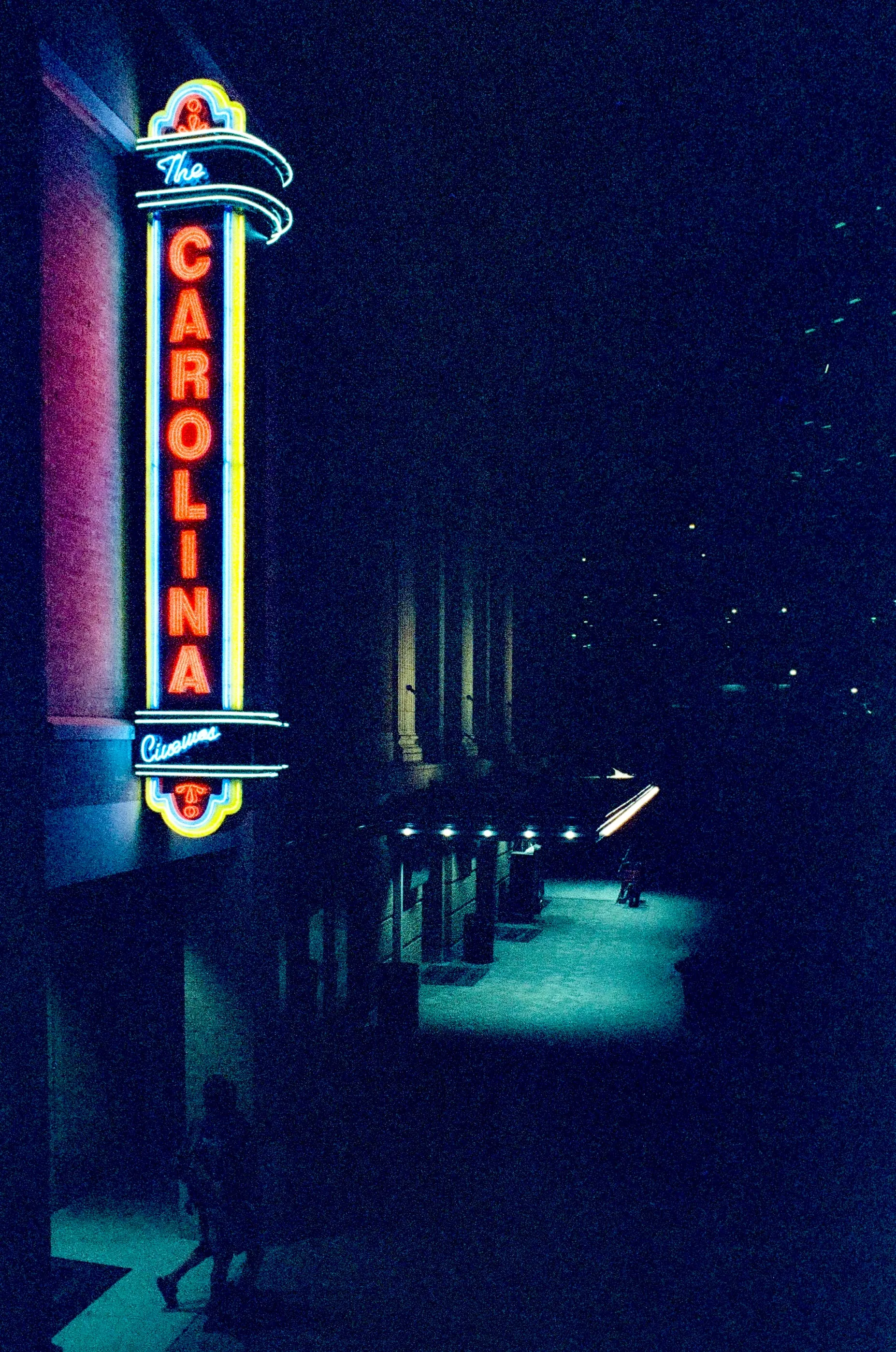 The Carolina Cinema neon sign